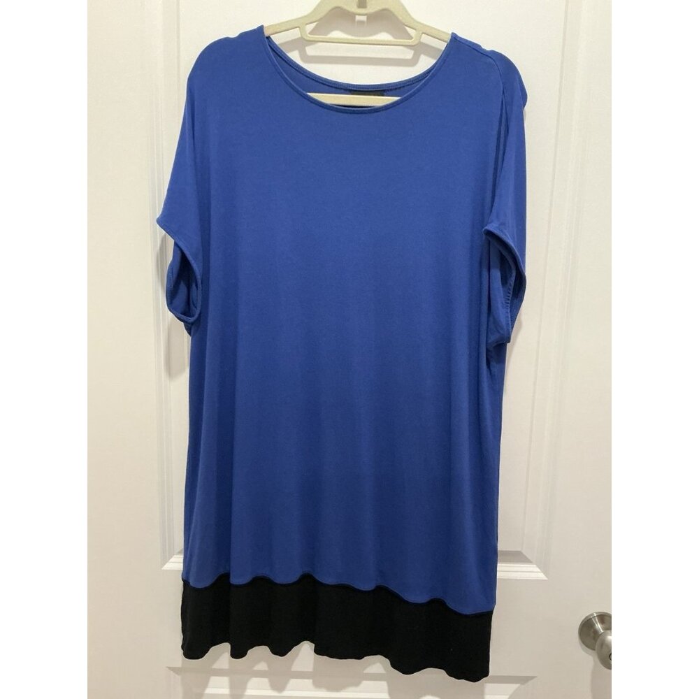 J. Jill Wearever Tunic Top Size XL Tall Women's Blue Black Cap Sleeve